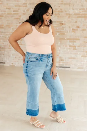 Hazel Blues® |  Olivia High Rise Wide Leg Crop Jeans in Medium Wash