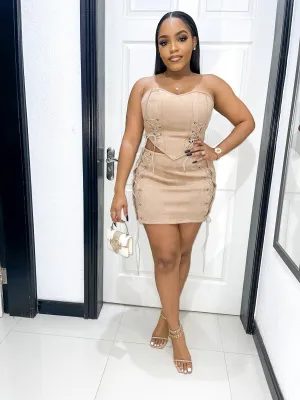 Heart Suede Skirt Set