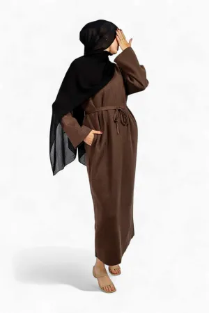 Heavy Sweater Abaya - Chocolate