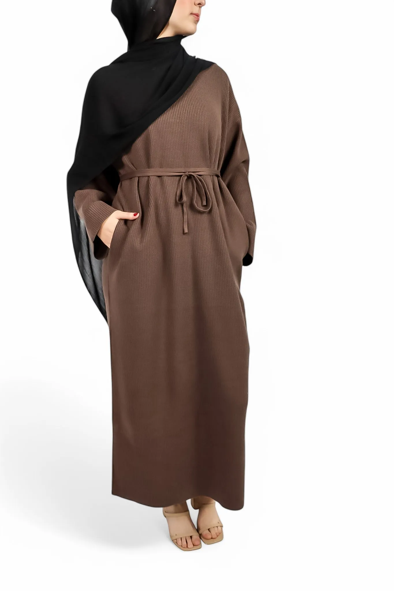 Heavy Sweater Abaya - Chocolate