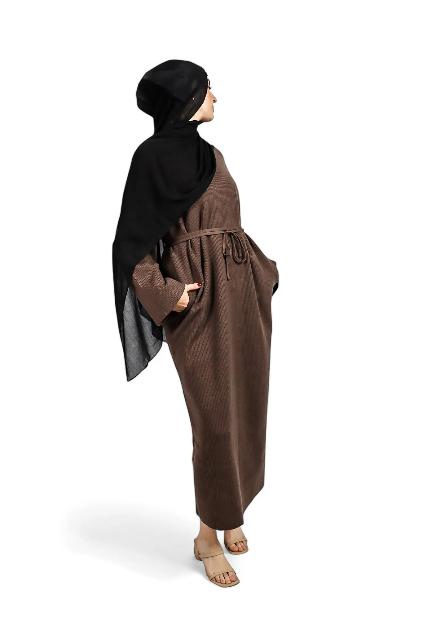 Heavy Sweater Abaya - Chocolate