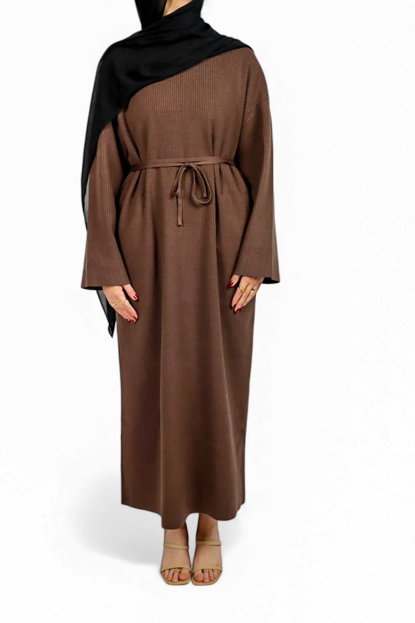 Heavy Sweater Abaya - Chocolate