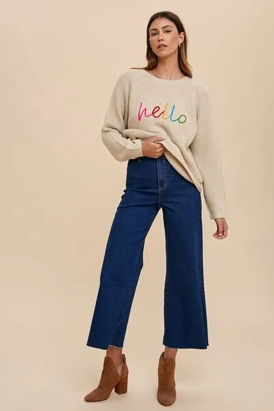HELLO Embroidered Sweater