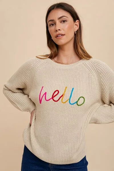 HELLO Embroidered Sweater
