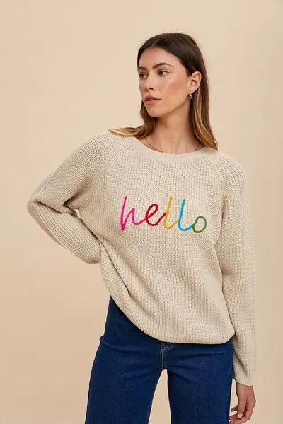 HELLO Embroidered Sweater