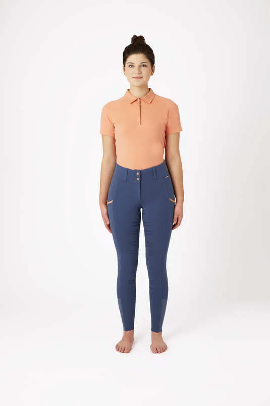 Horze Nella Full Grip Ladies Breeches Vintage Indigo Blue