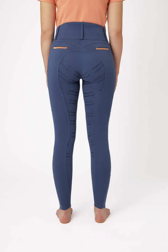 Horze Nella Full Grip Ladies Breeches Vintage Indigo Blue