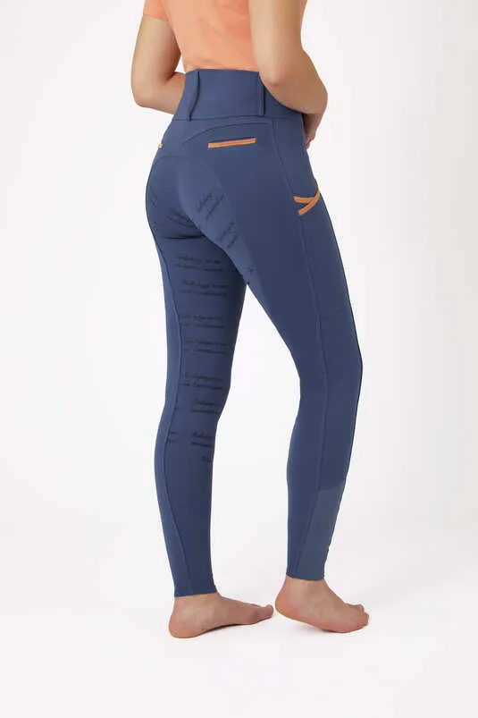 Horze Nella Full Grip Ladies Breeches Vintage Indigo Blue
