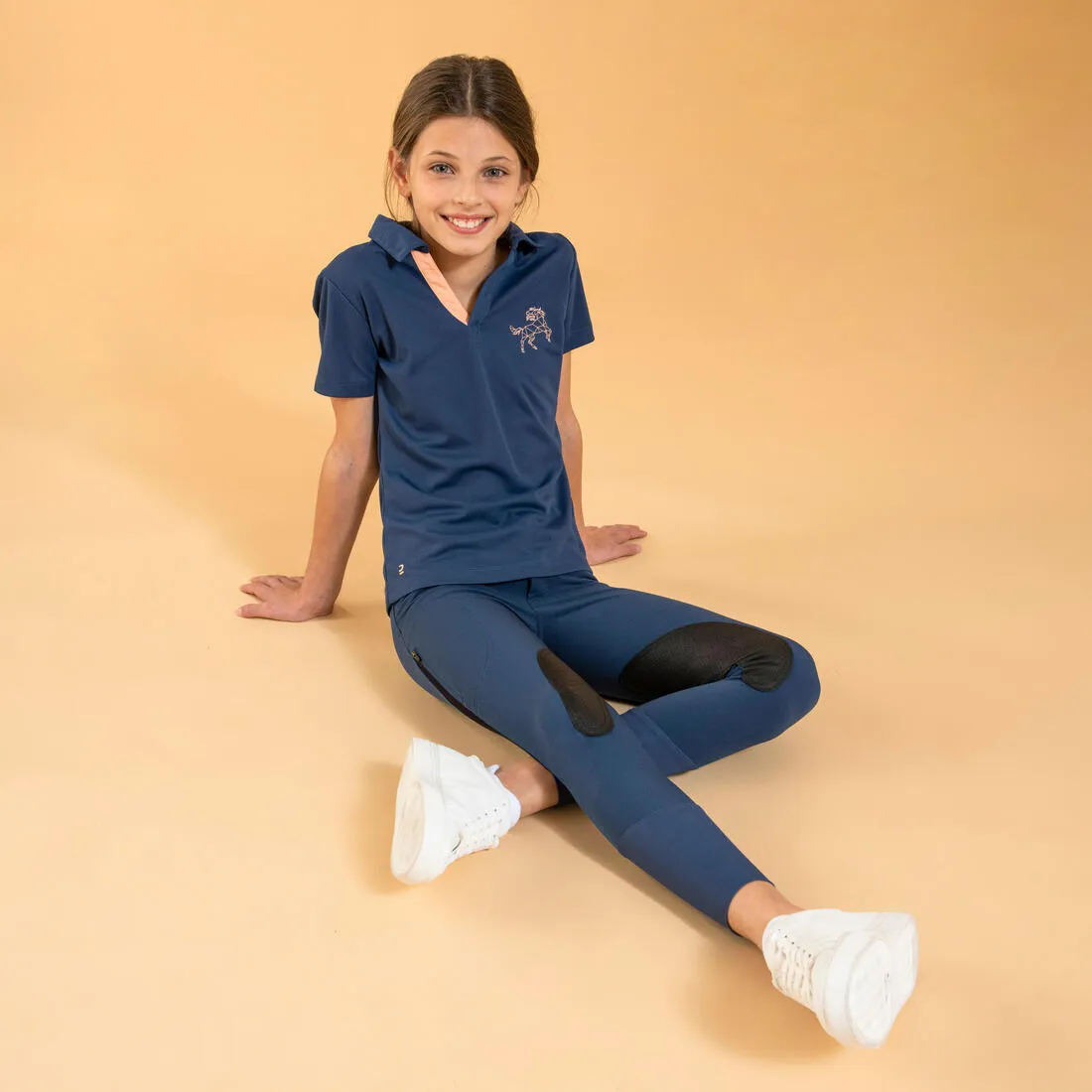 Kids' Horse Riding Lightweight Mesh Jodhpurs with Grippy Suede Patches 500