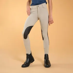Kids' Horse Riding Lightweight Mesh Jodhpurs with Grippy Suede Patches 500