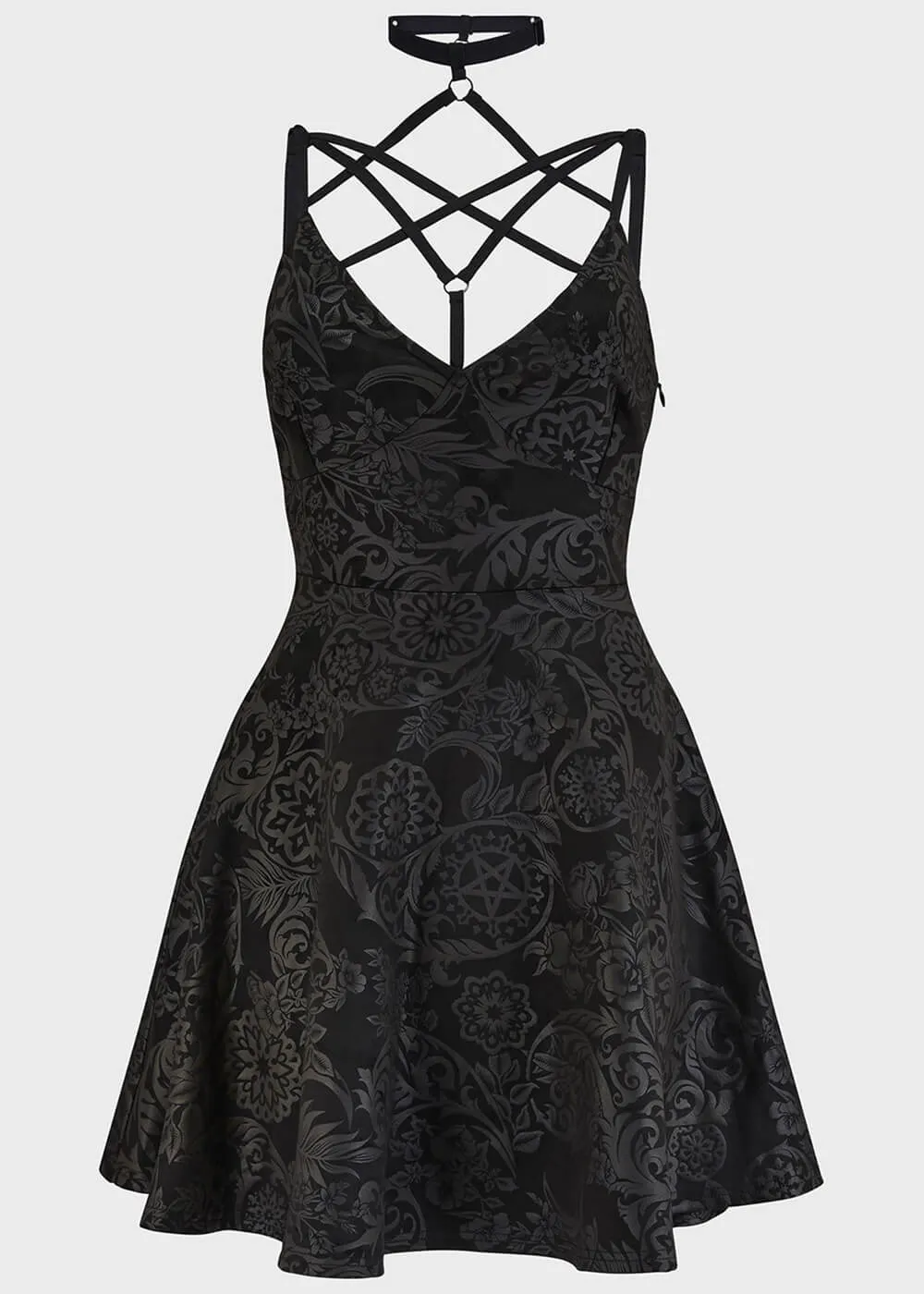 Killstar Magica Black Lily Skater Dress Black