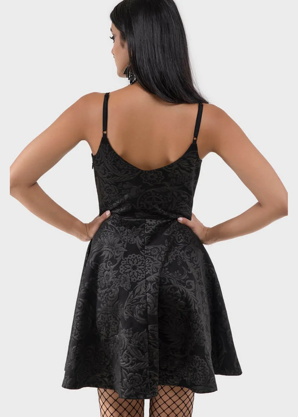 Killstar Magica Black Lily Skater Dress Black