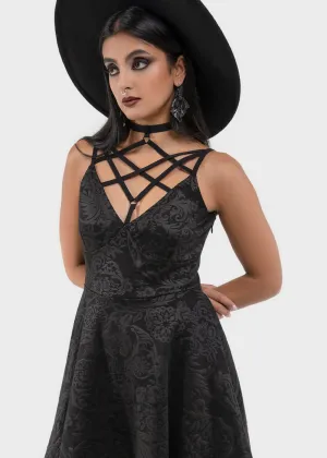 Killstar Magica Black Lily Skater Dress Black