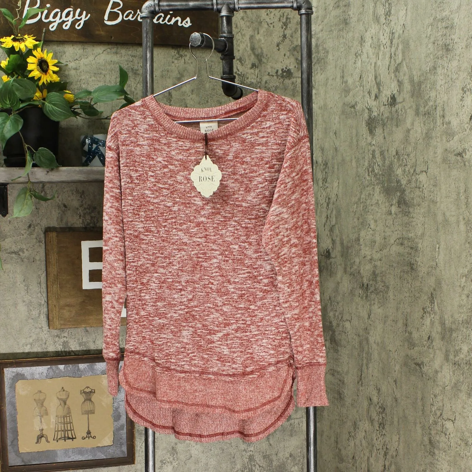 Knox Rose Women's Crewneck Marled Cozy Sweatshirt