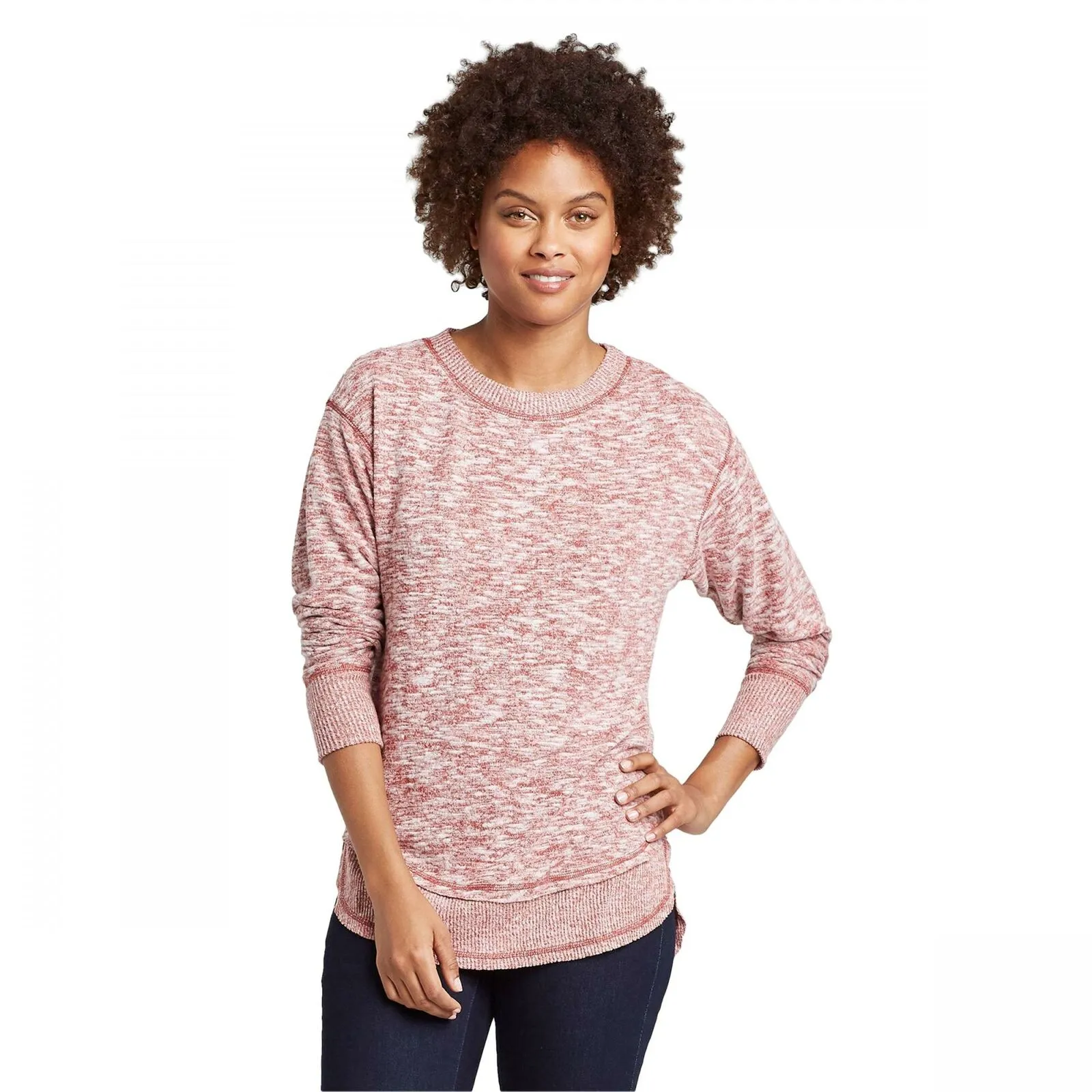 Knox Rose Women's Crewneck Marled Cozy Sweatshirt