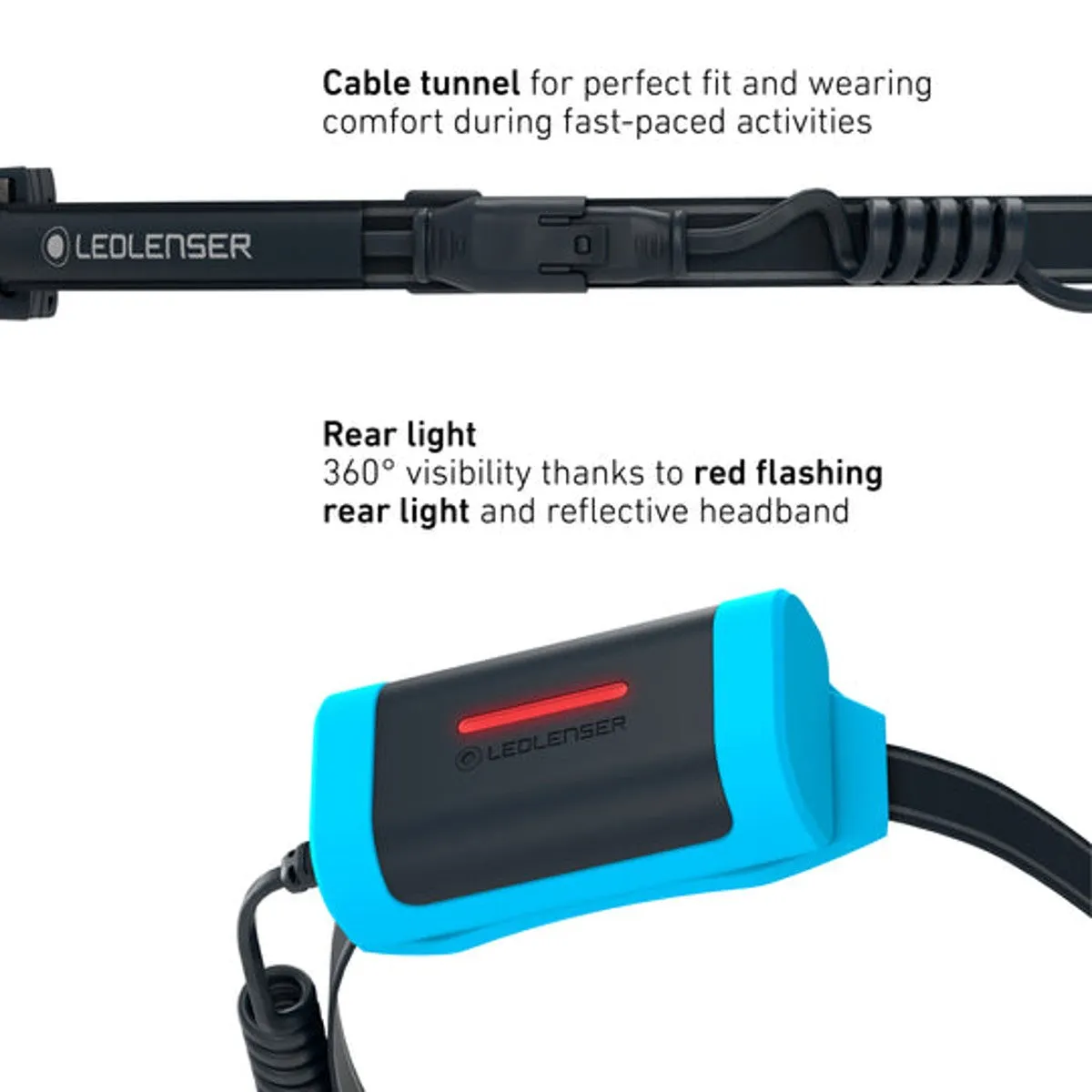 Ledlenser NEO9R Running Headtorch with Chest Strap - Grey-Black