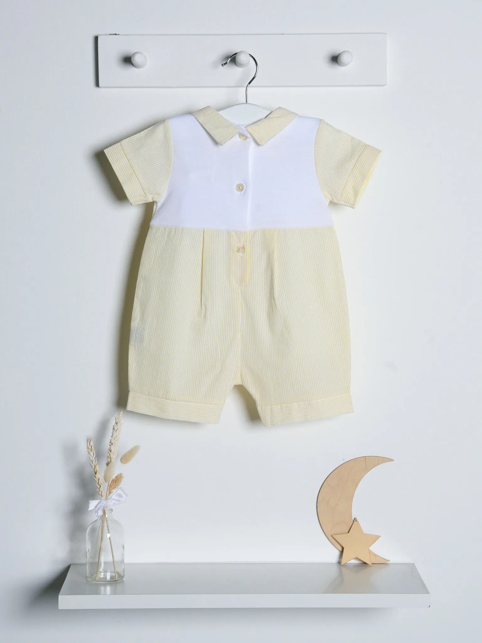 Lemon peter pan collar seersucker romper