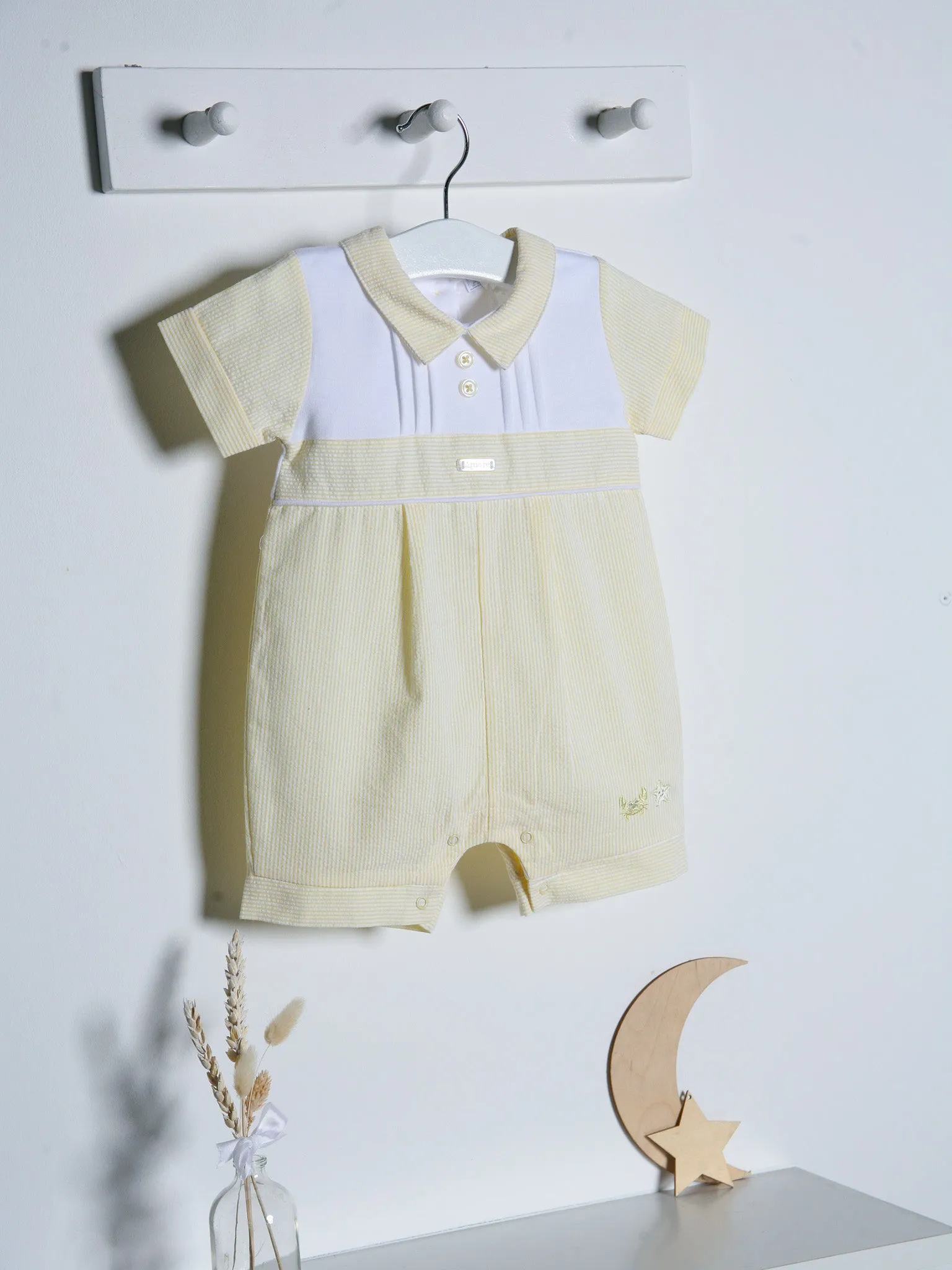 Lemon peter pan collar seersucker romper