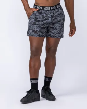 Level Up Training 4" Shorts - Grey/Black Distressed Print