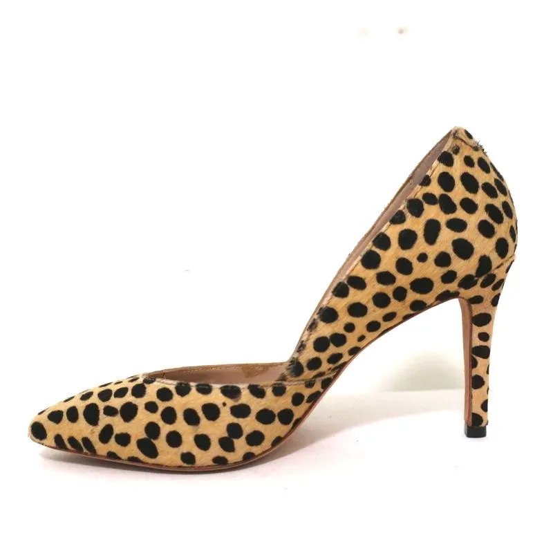 Loeffler Randall Pumps Tasmin Cheetah Print Pony Hair Size 7 Pointed Toe Heels