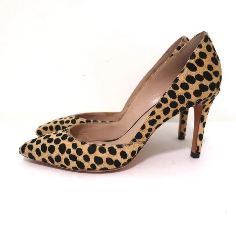 Loeffler Randall Pumps Tasmin Cheetah Print Pony Hair Size 7 Pointed Toe Heels