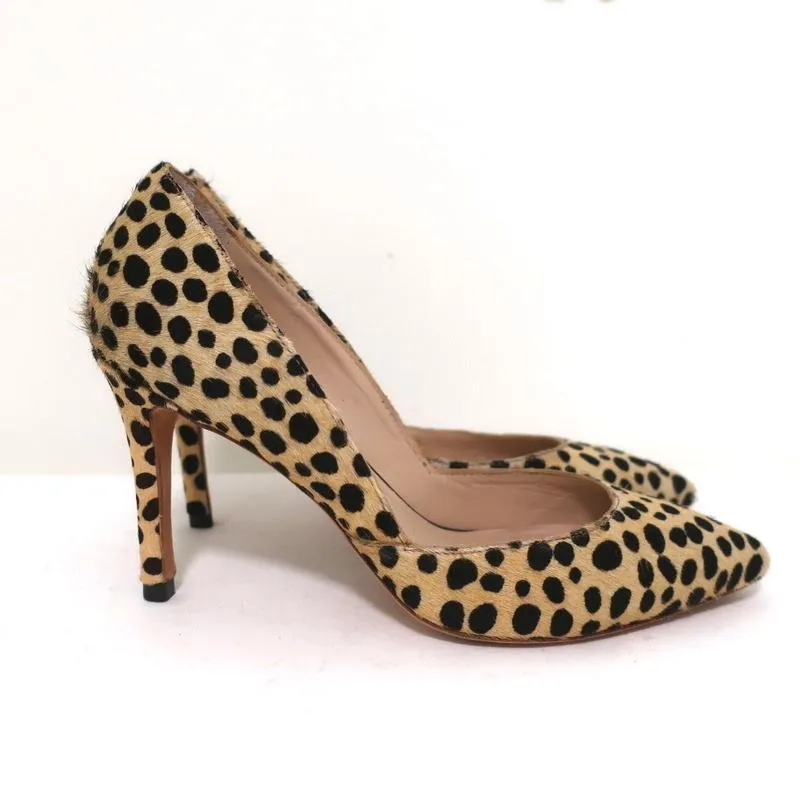 Loeffler Randall Pumps Tasmin Cheetah Print Pony Hair Size 7 Pointed Toe Heels