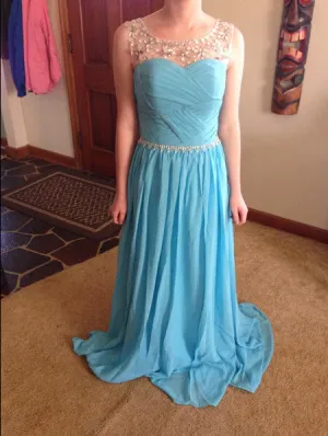 Long Prom Dresses,Light Blue Prom Dress,Evening Dress