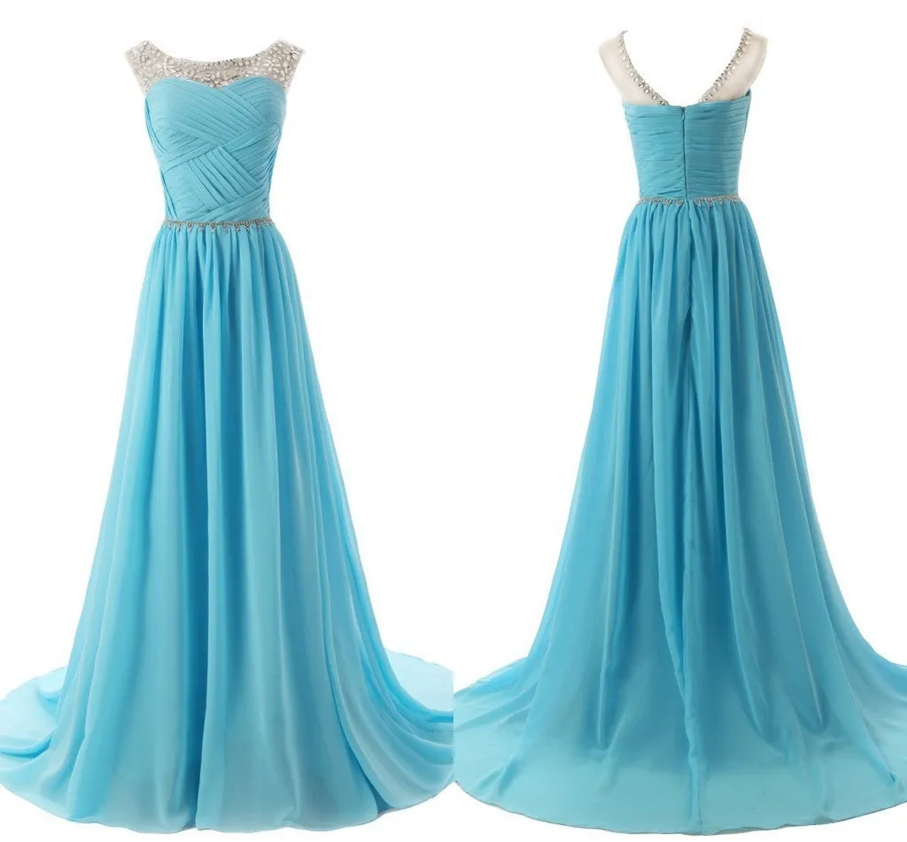Long Prom Dresses,Light Blue Prom Dress,Evening Dress