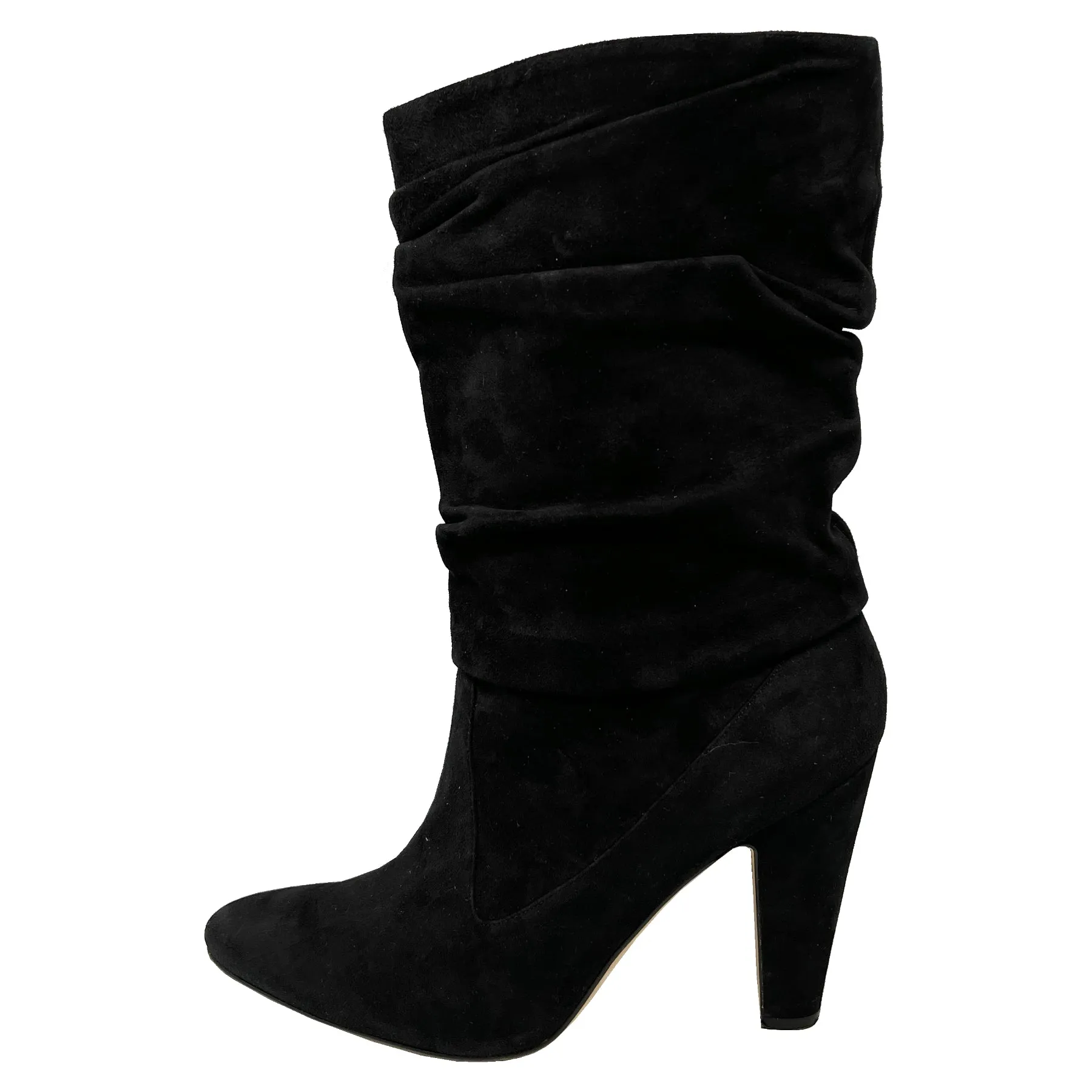 Manolo Blahnik Black Ruched Suede Artesina Mid-Calf Boots Size EU 41
