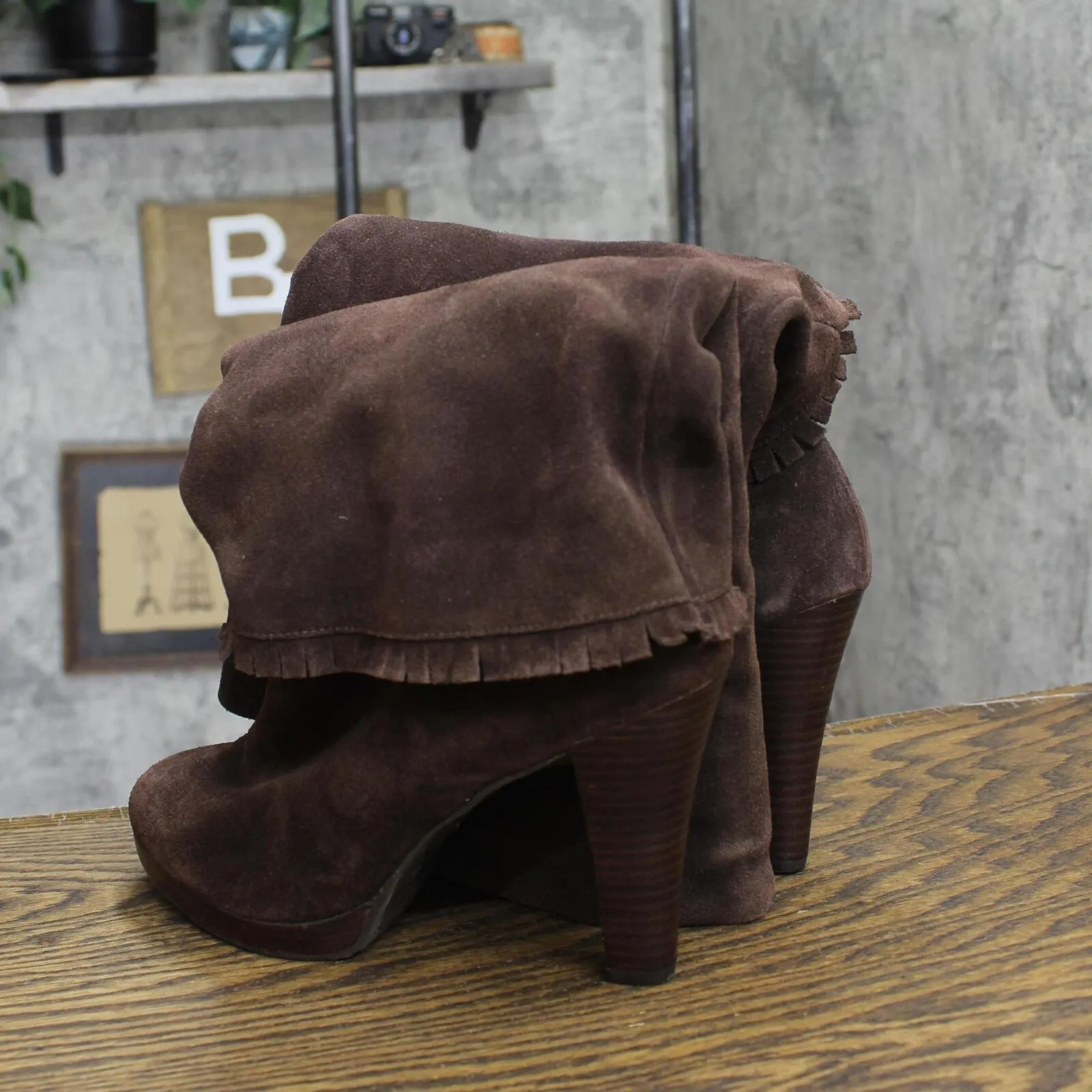Matisse Womens Foldover Heeled Suede Boots 1678ac2ae2f022 Brown 9M
