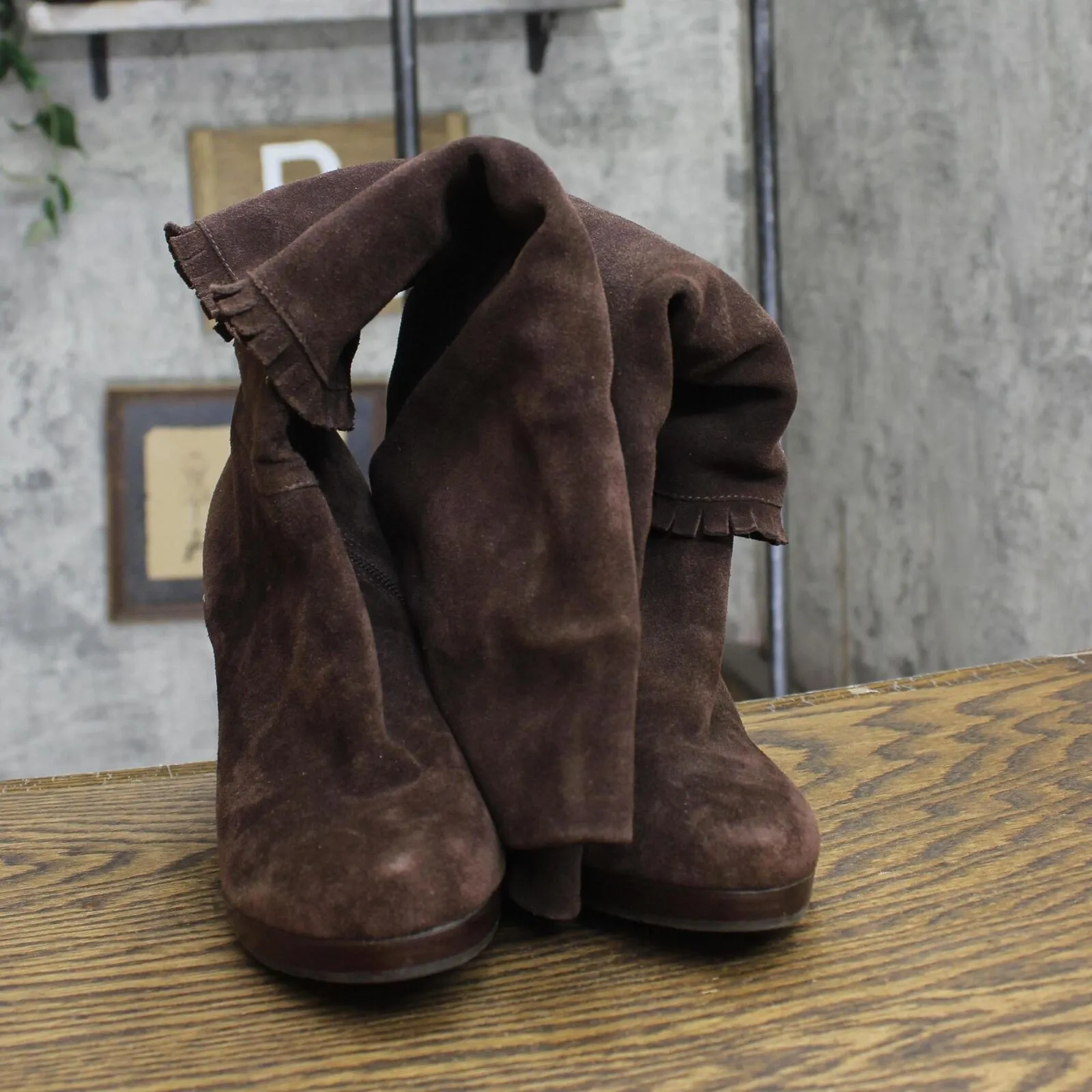 Matisse Womens Foldover Heeled Suede Boots 1678ac2ae2f022 Brown 9M