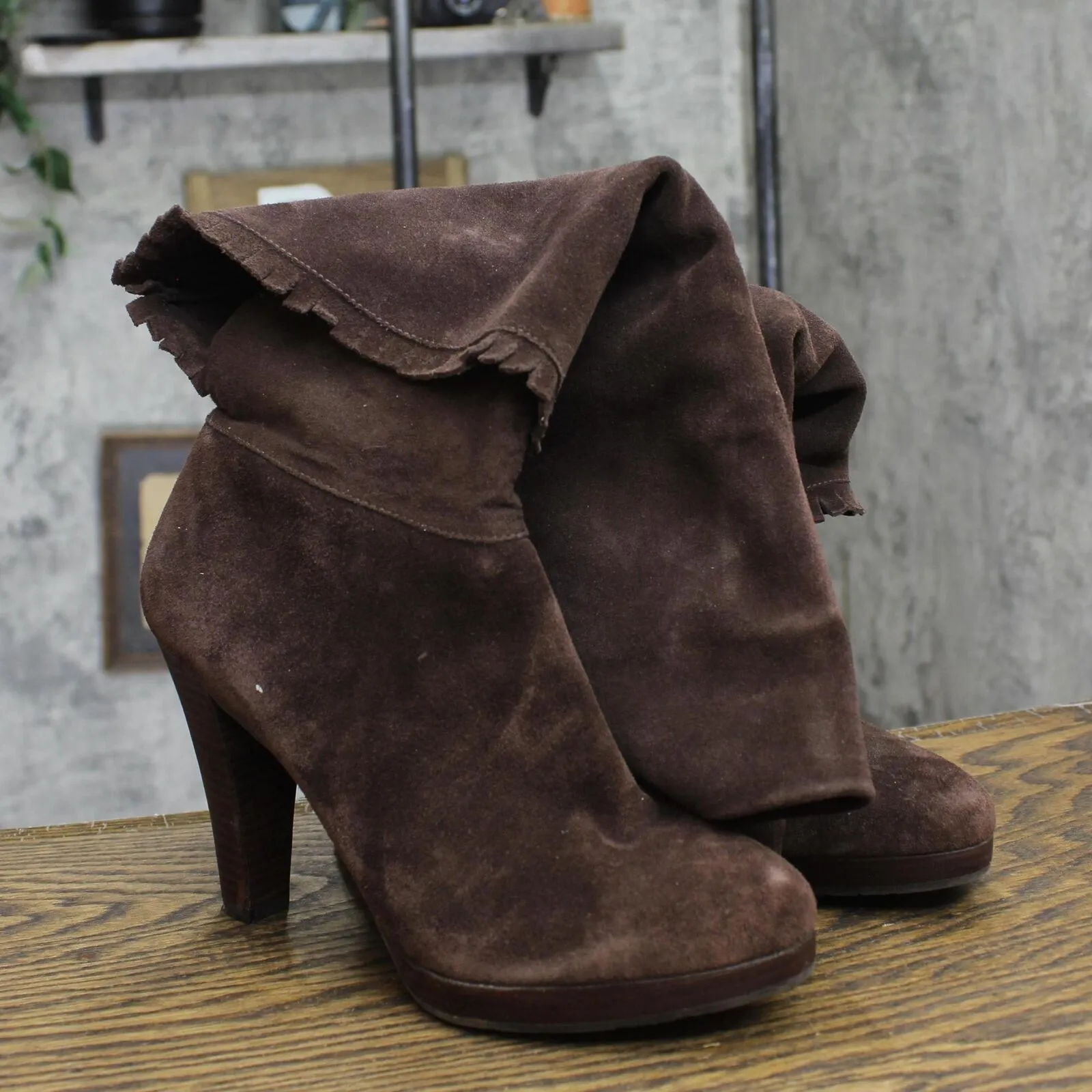 Matisse Womens Foldover Heeled Suede Boots 1678ac2ae2f022 Brown 9M