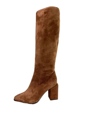 Max Mara Women's Brown Pacche Suede Block Heel Knee Boots NWB