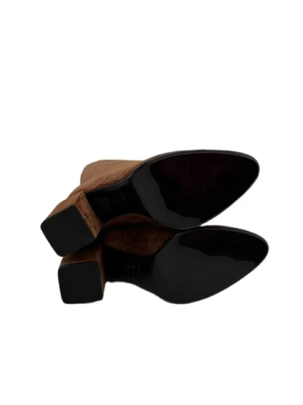 Max Mara Women's Brown Pacche Suede Block Heel Knee Boots NWB