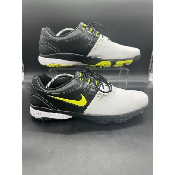 Men's Nike Air Rival III 3 White Black Green Golf Shoes 628533-100 Size 11.5 EUC
