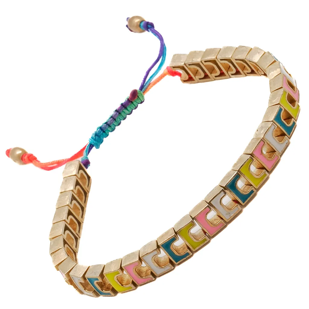 Multicolor Enamel Woven Bracelet