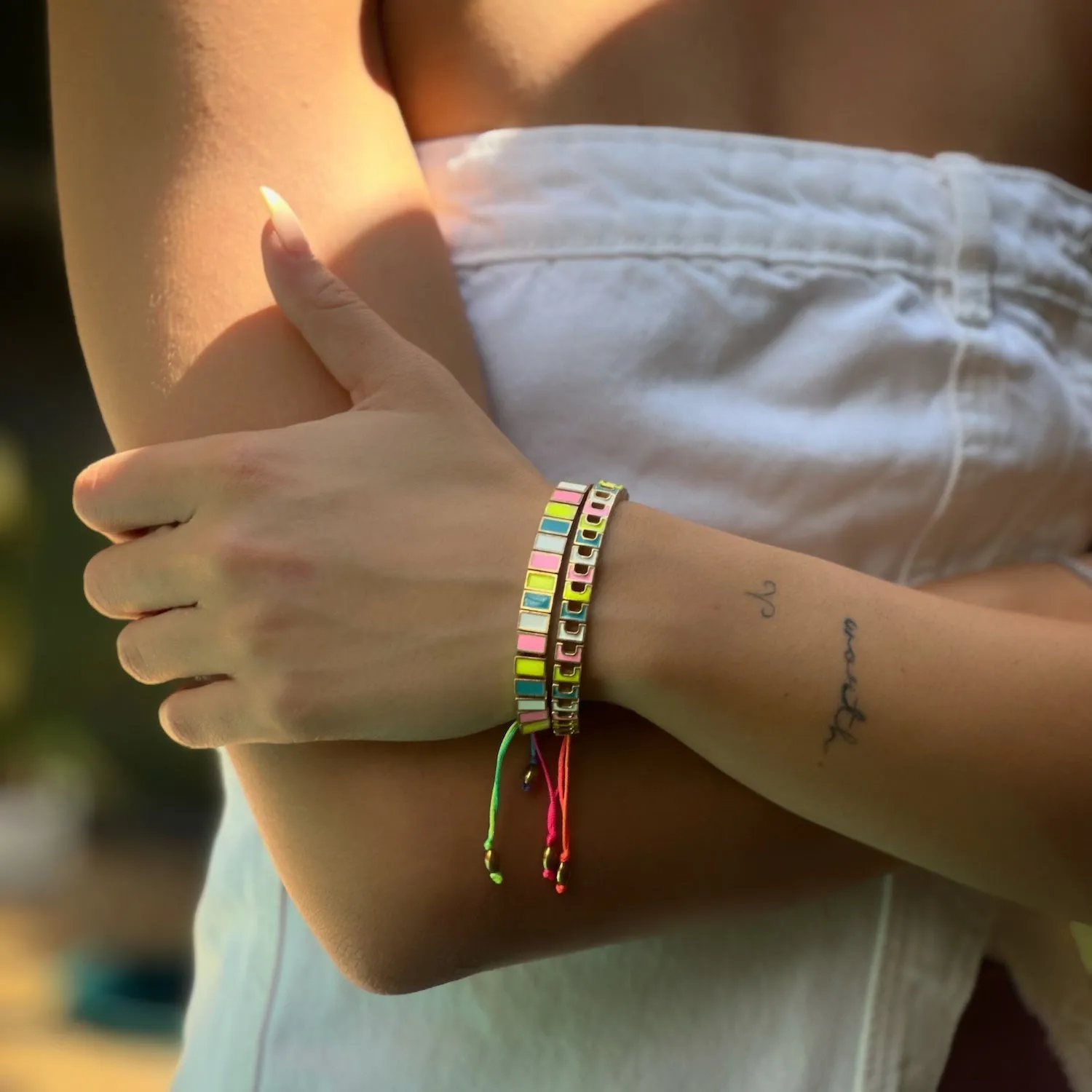 Multicolor Enamel Woven Bracelet