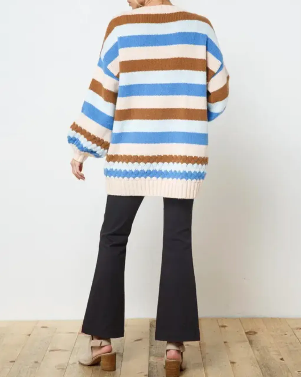 MULTICOLOR STRIPED OPEN-FRONT CARDIGAN