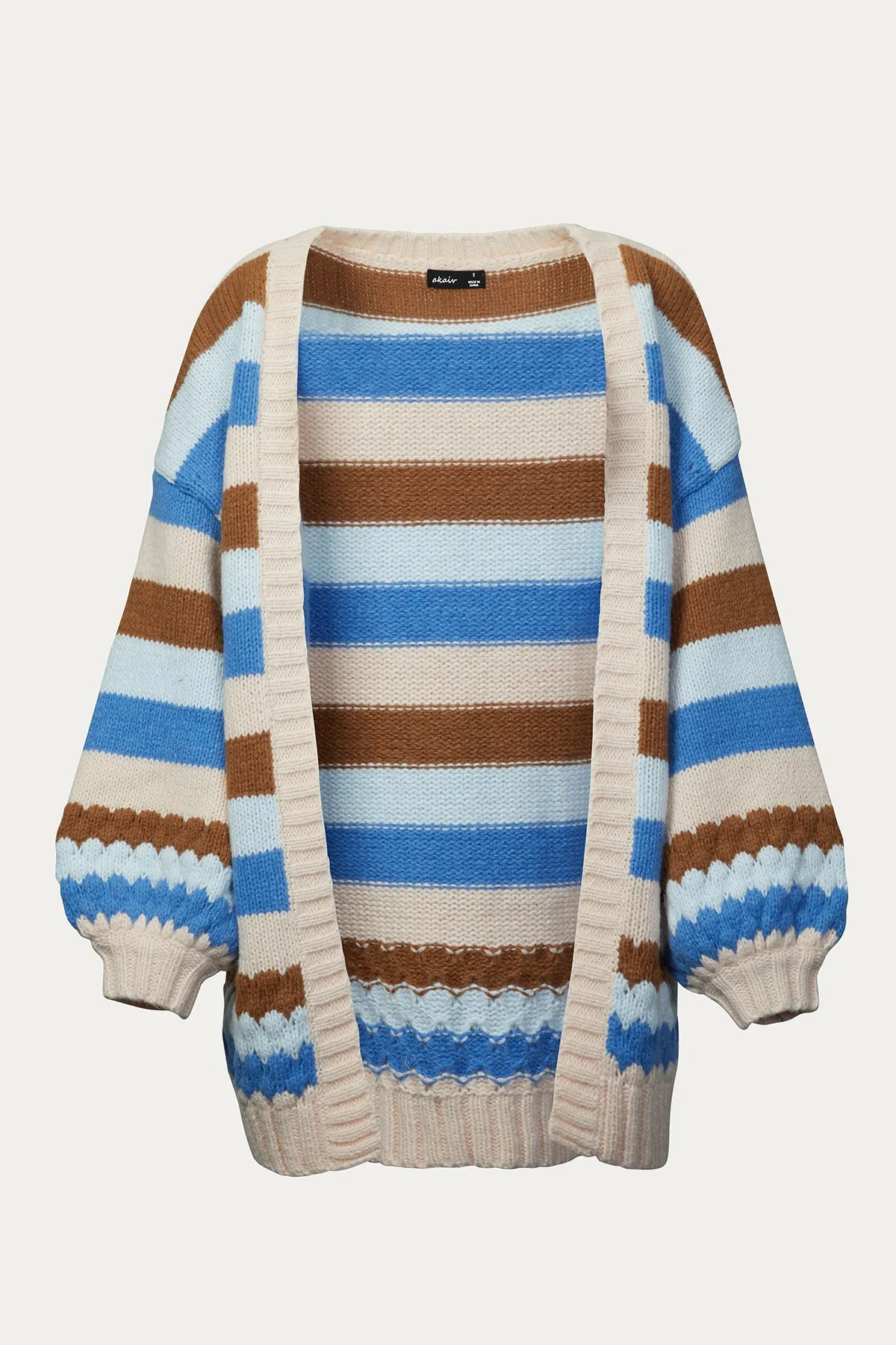 MULTICOLOR STRIPED OPEN-FRONT CARDIGAN