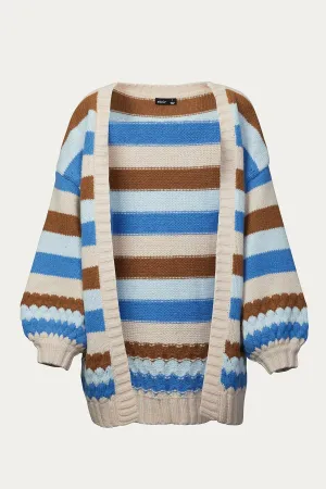 MULTICOLOR STRIPED OPEN-FRONT CARDIGAN