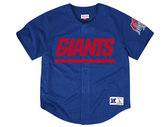 New York Giants Mesh Button Jersey Mitchell & Ness (Blue)
