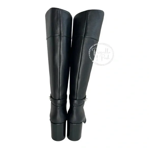 NWB Christian Louboutin Lock Botta 70 leather knee-high boots Black Leather 38