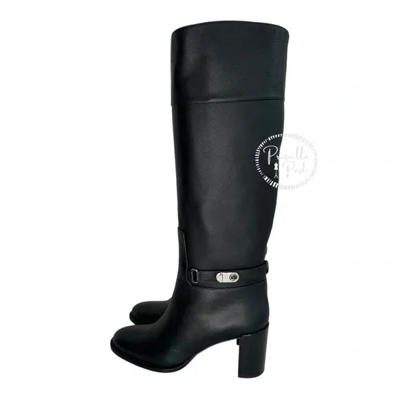 NWB Christian Louboutin Lock Botta 70 leather knee-high boots Black Leather 38