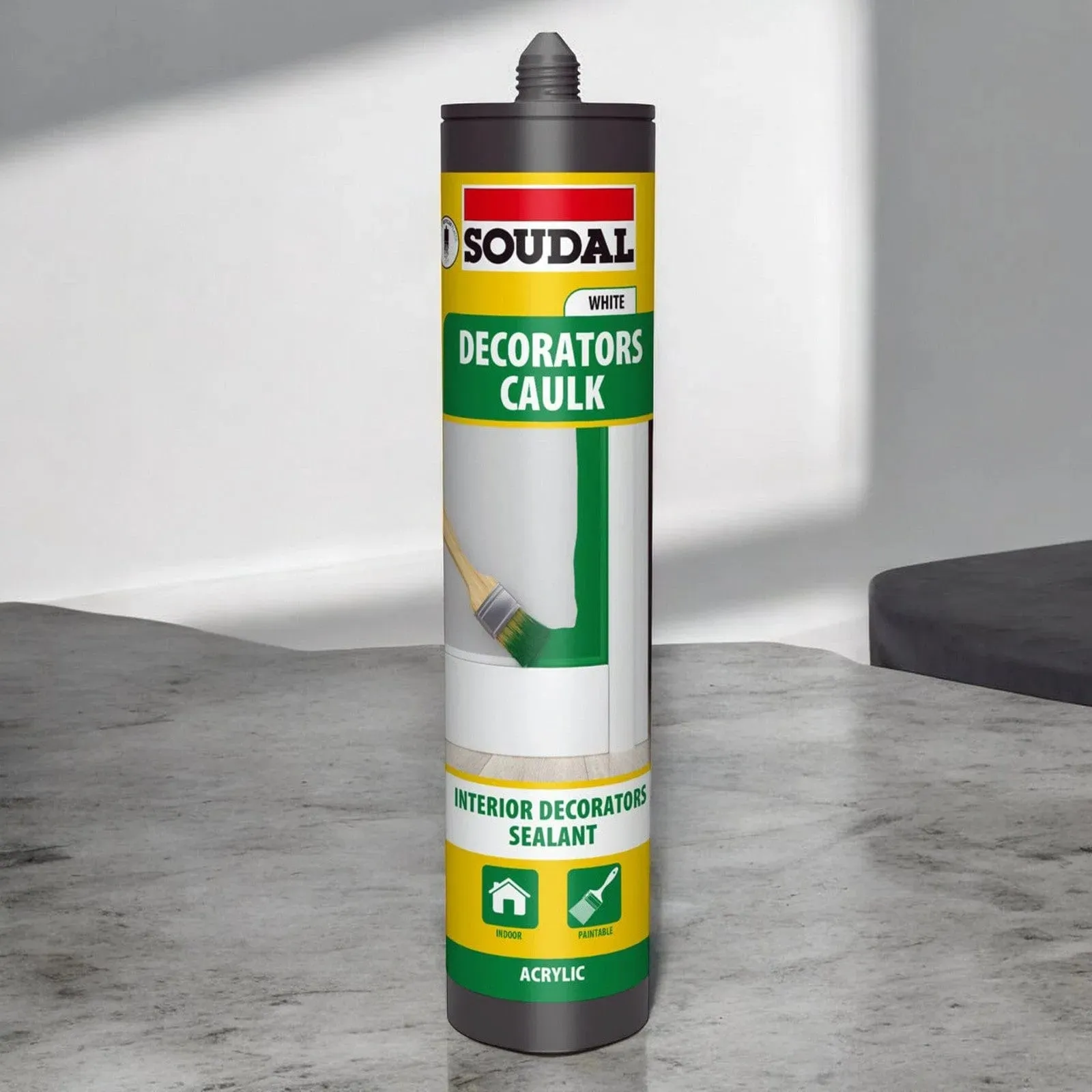 Pack of 6 Soudal Decorators Caulk White Acrylic Flexible Sealant - 290ml