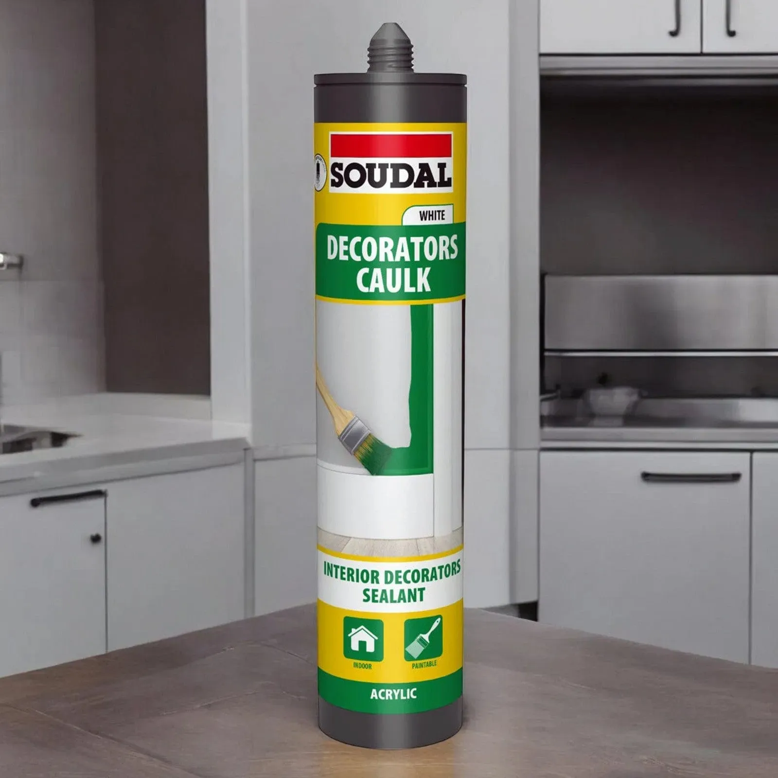 Pack of 6 Soudal Decorators Caulk White Acrylic Flexible Sealant - 290ml