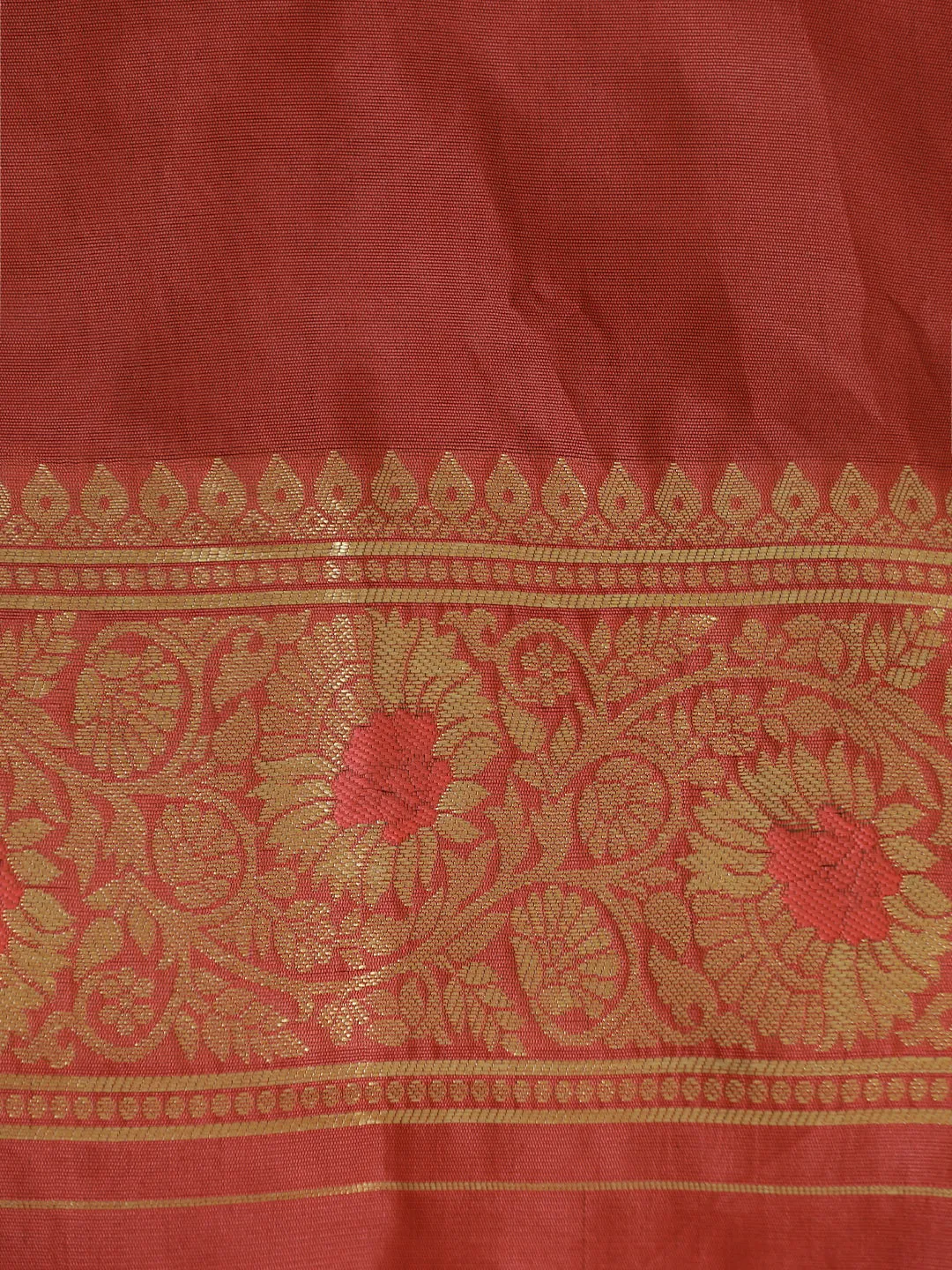 Peach Zari Woven Banarasi Saree