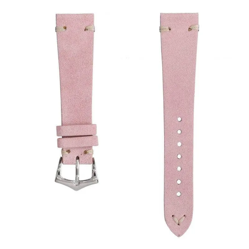 Pink Suede Vintage Leather Watch Strap