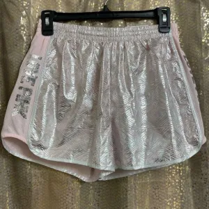 PINK Victorias Secret Silver Pink Sequin Bling Campus Running Shorts, S NWT