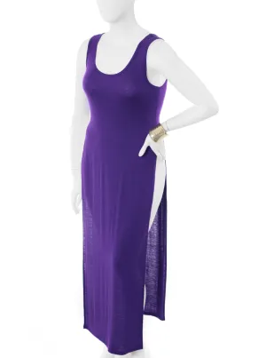 Plus Size Delightful Purple Maxi Shirt Dress