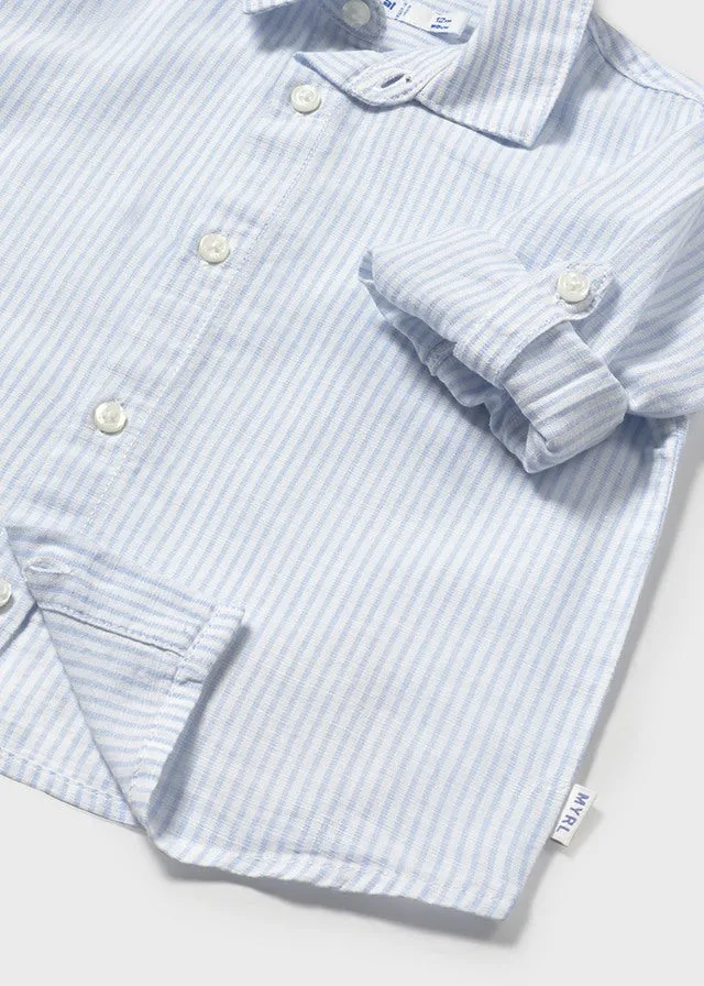 Pre-Order Mayoral 1116 Light Blue Linen Shirt, Mayoral 522 Light Blue Twill Trousers and Mayoral 1302 Jumper